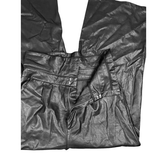 AFRM Tyler High Rise Fold Over Waistband Trousers Black Pants Wide Legs Size 31 - Picture 9 of 12